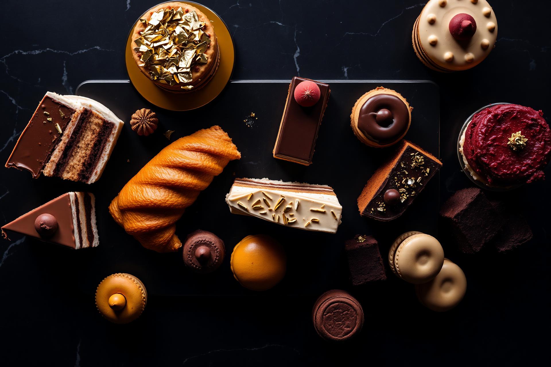 Platter of signature cakes, pastries and chicken patties